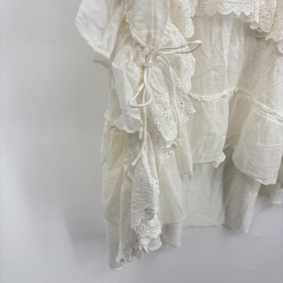 NWOT Free People Claire Tee White Ruffled Sleeveless Top, Sz Med, Boho Layered - Picture 8 of 13
